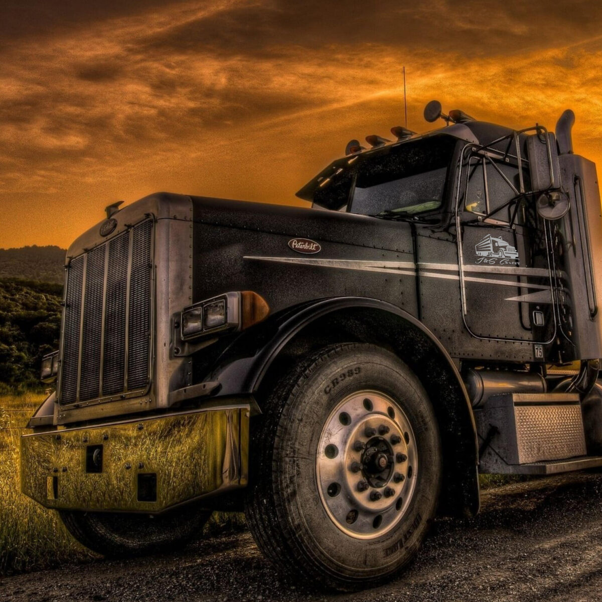 Vintage Peterbilt truck with the J&S Carter logo